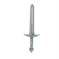 Decorative silver sword on a white background, for minifigures, small size